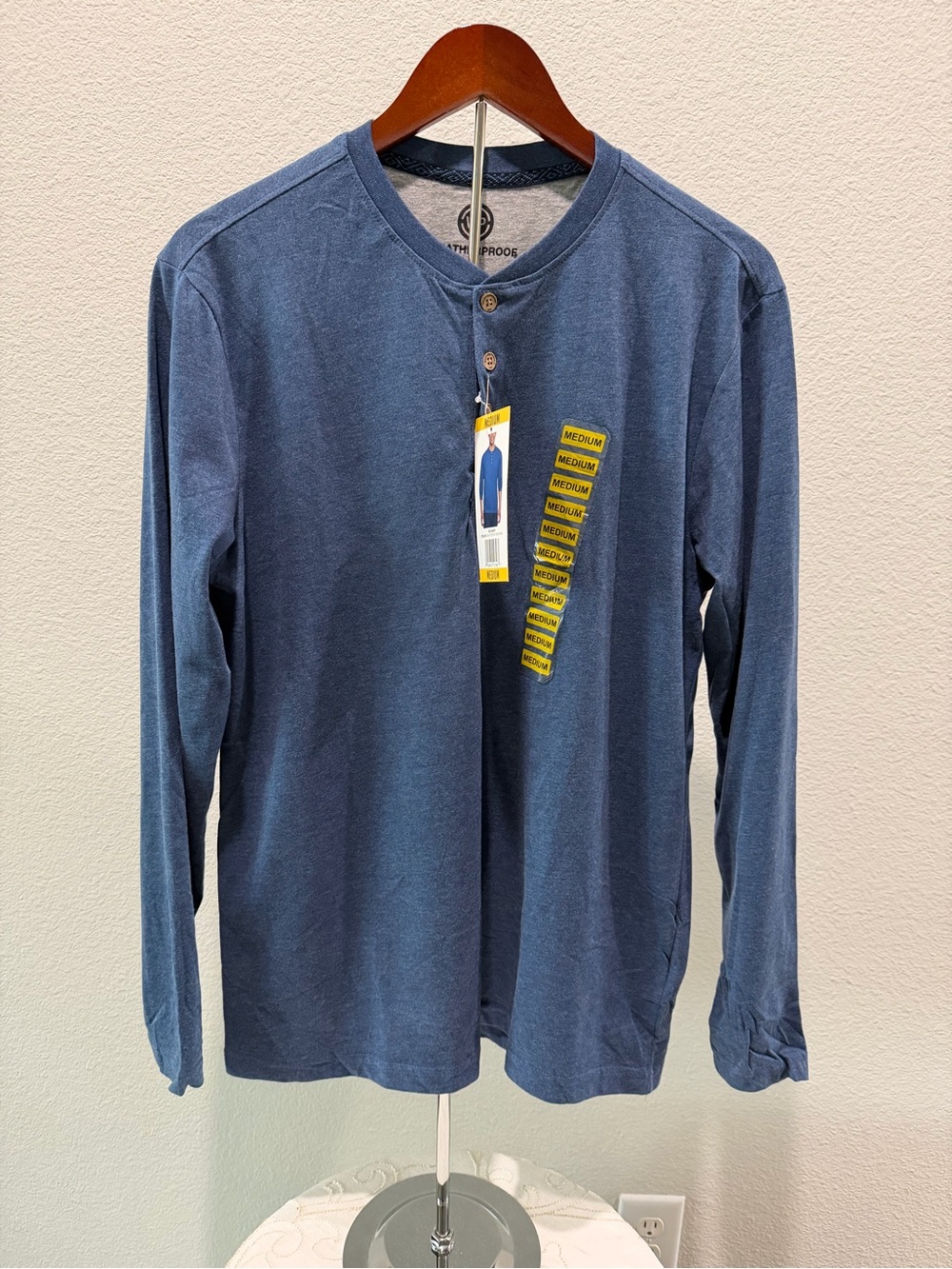 Weatherproof Men's Slate Blue Henley Long Sleeve Shirt